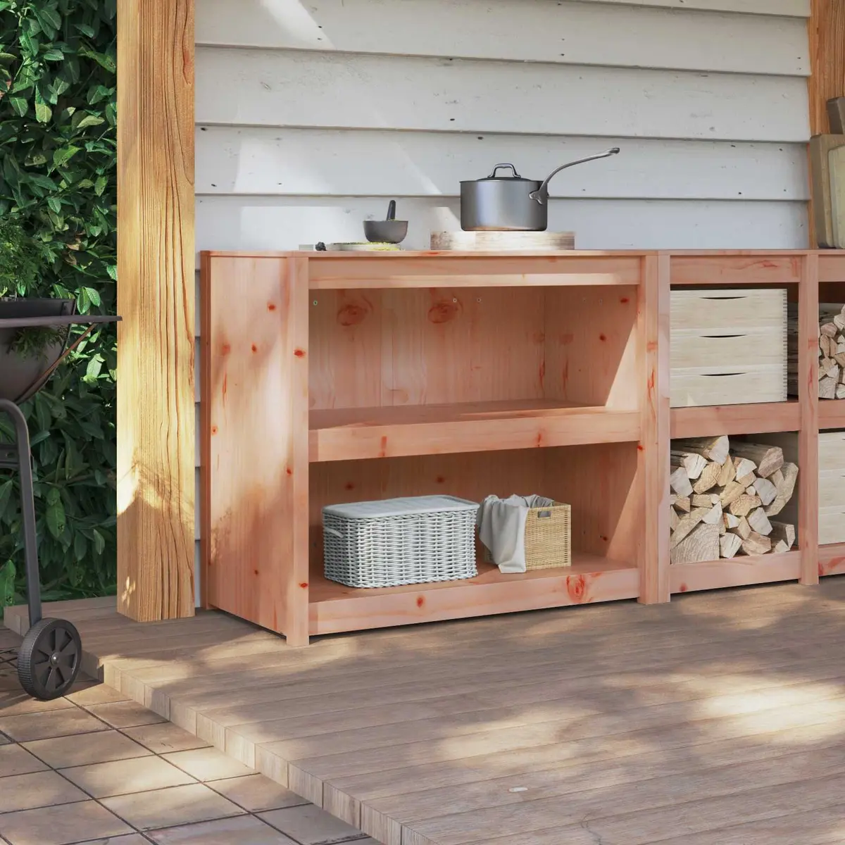 Kitchen Cabinet Solid Pine Wood 106x55x92cm Brown
