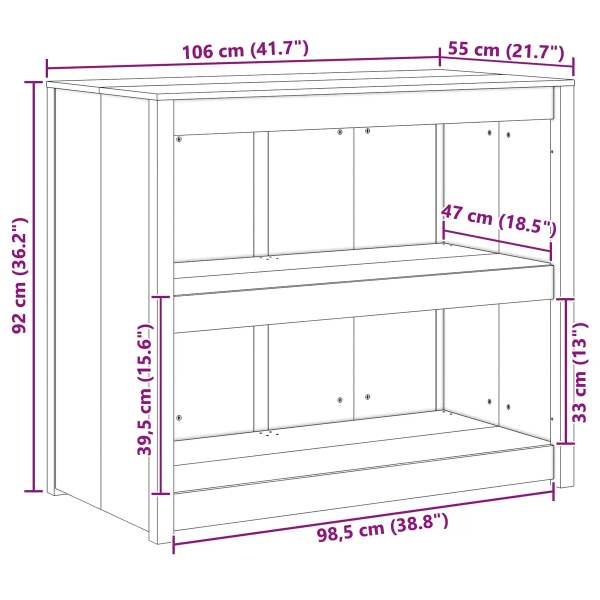 Kitchen Cabinet Solid Pine Wood 106x55x92cm Brown