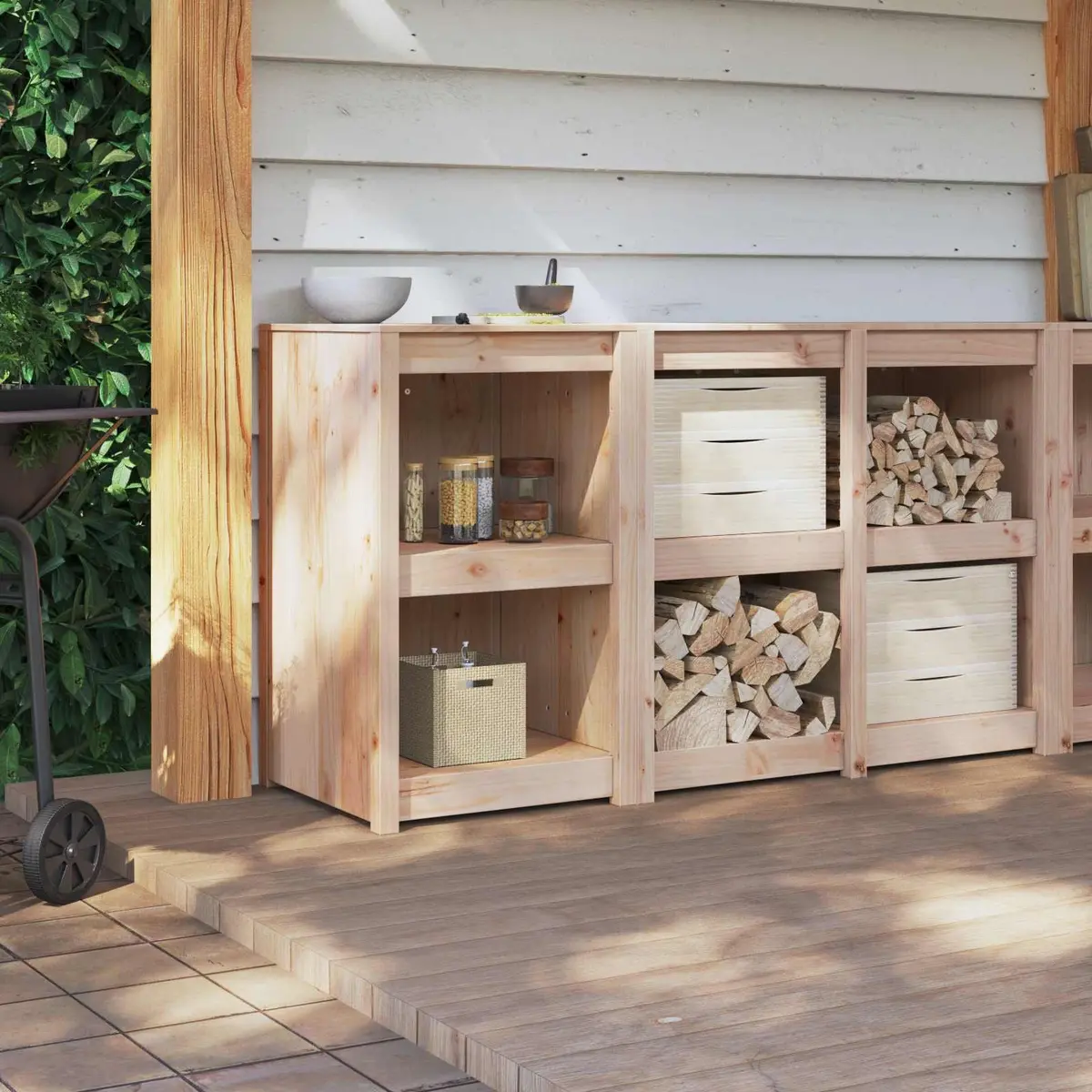 Brown Oak Kitchen Cabinet with Shelf Organiser