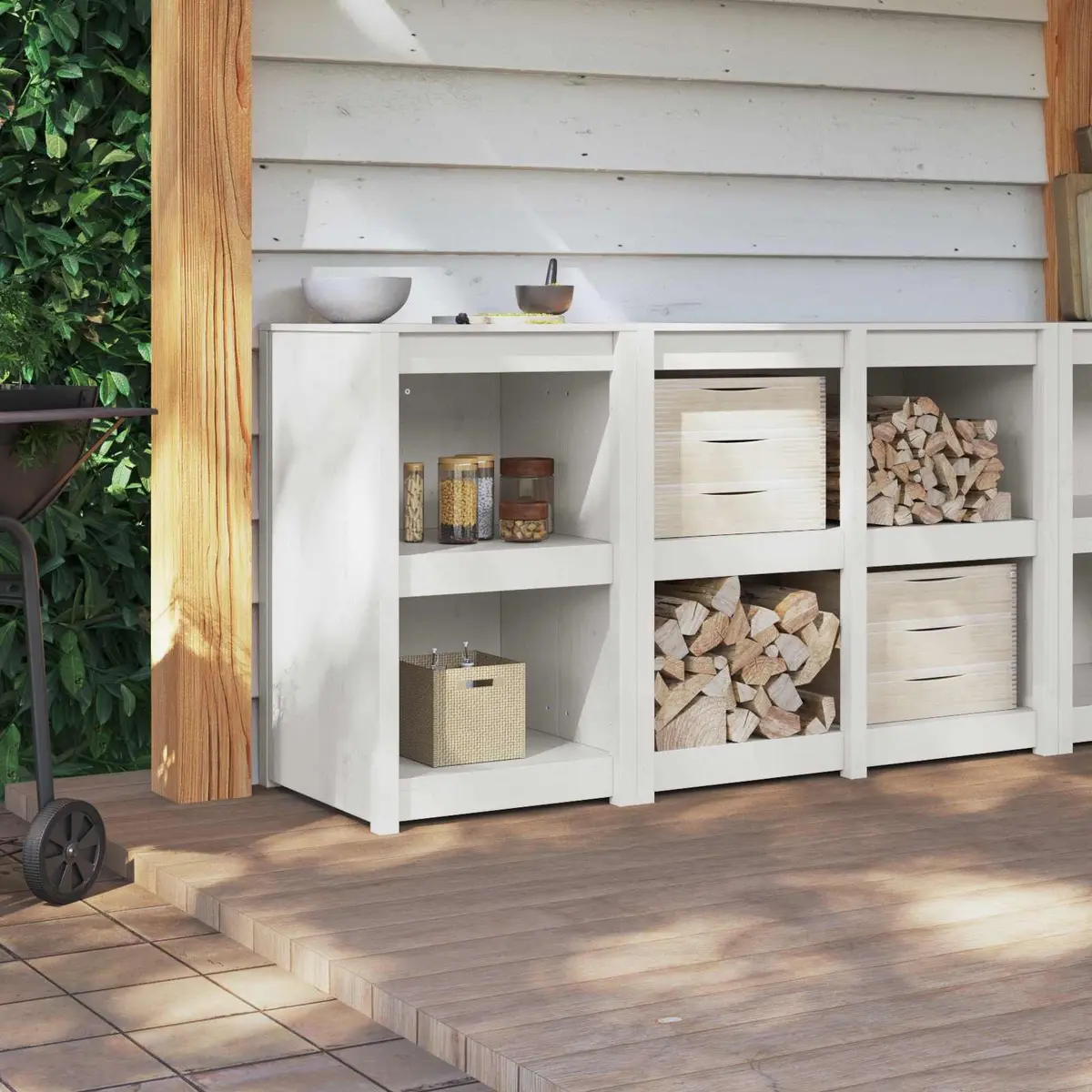 Kitchen Cabinet White 55x55x92cm Storage Cupboard Solid Pine Wood Minimalist