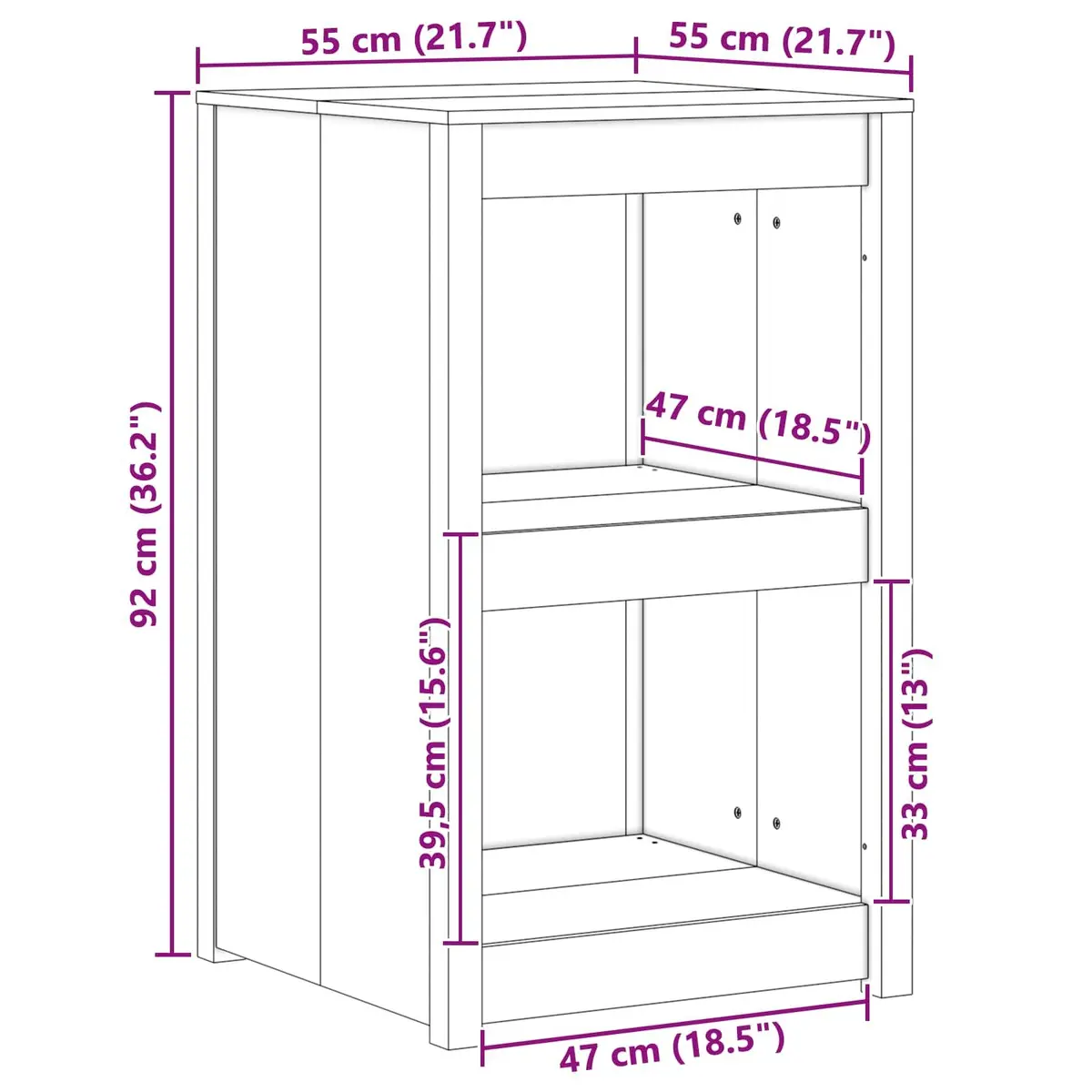 Kitchen Cabinet White 55x55x92cm Storage Cupboard Solid Pine Wood Minimalist