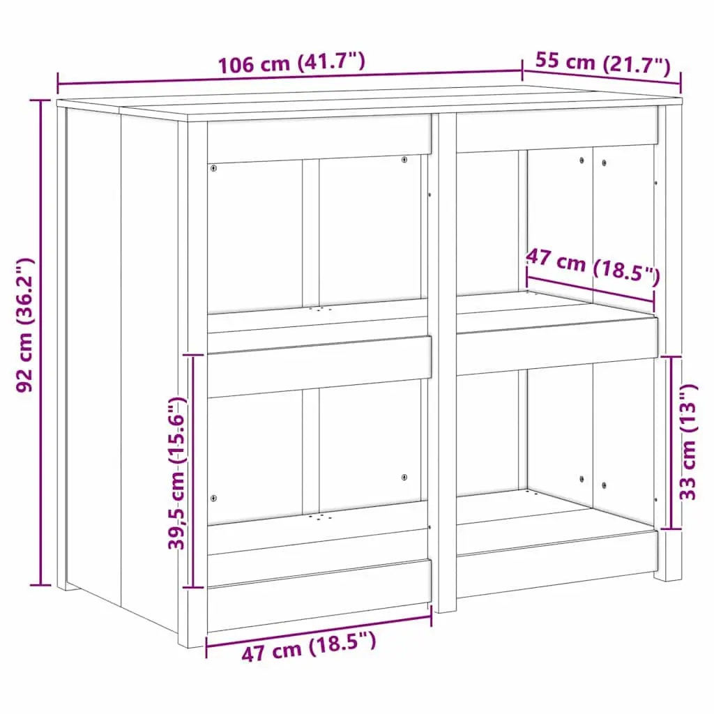 Kitchen Cabinet Solid Pine Wood 106 x 55 x 92 cm Warm White