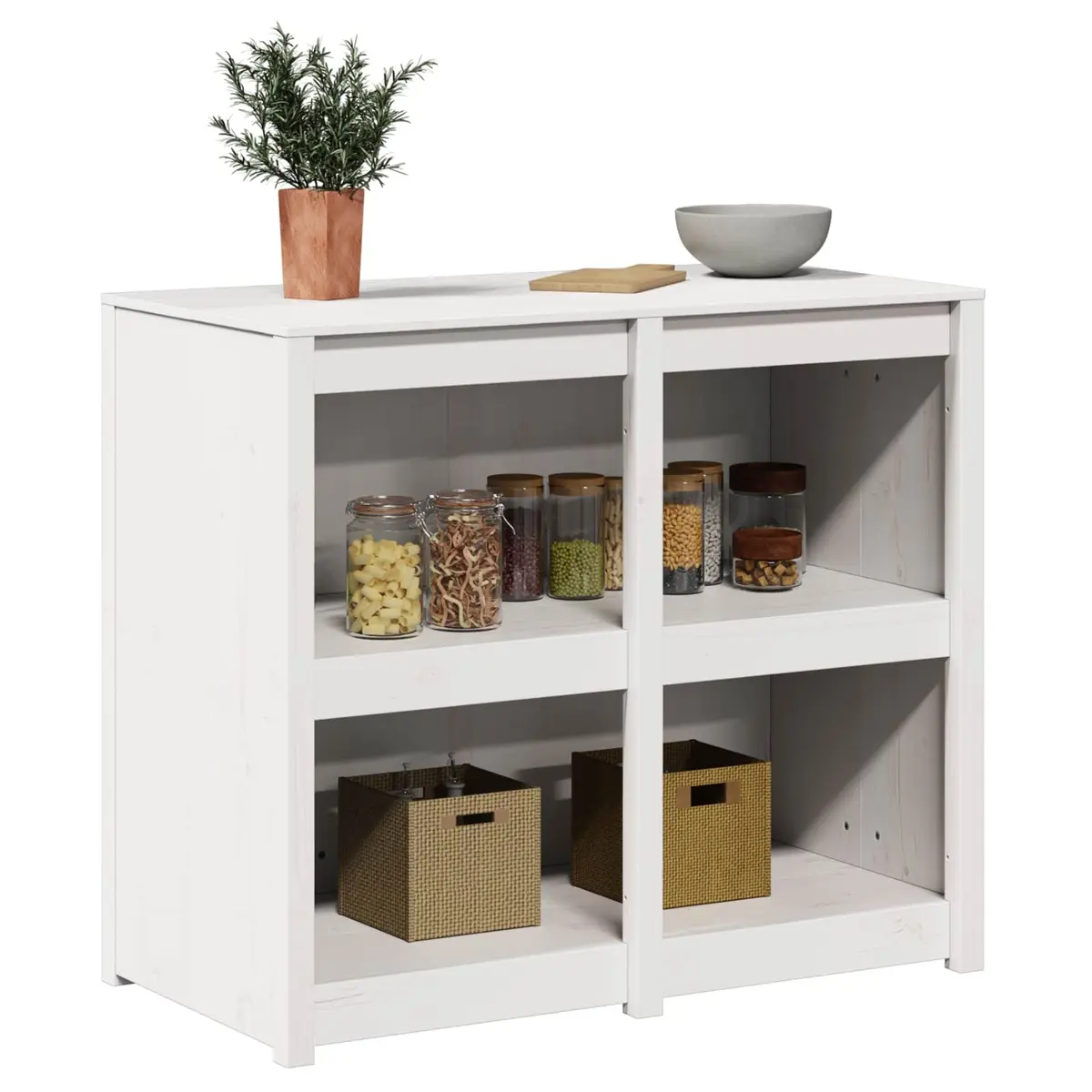 Kitchen Cabinet Solid Pine Wood 106 x 55 x 92 cm Warm White
