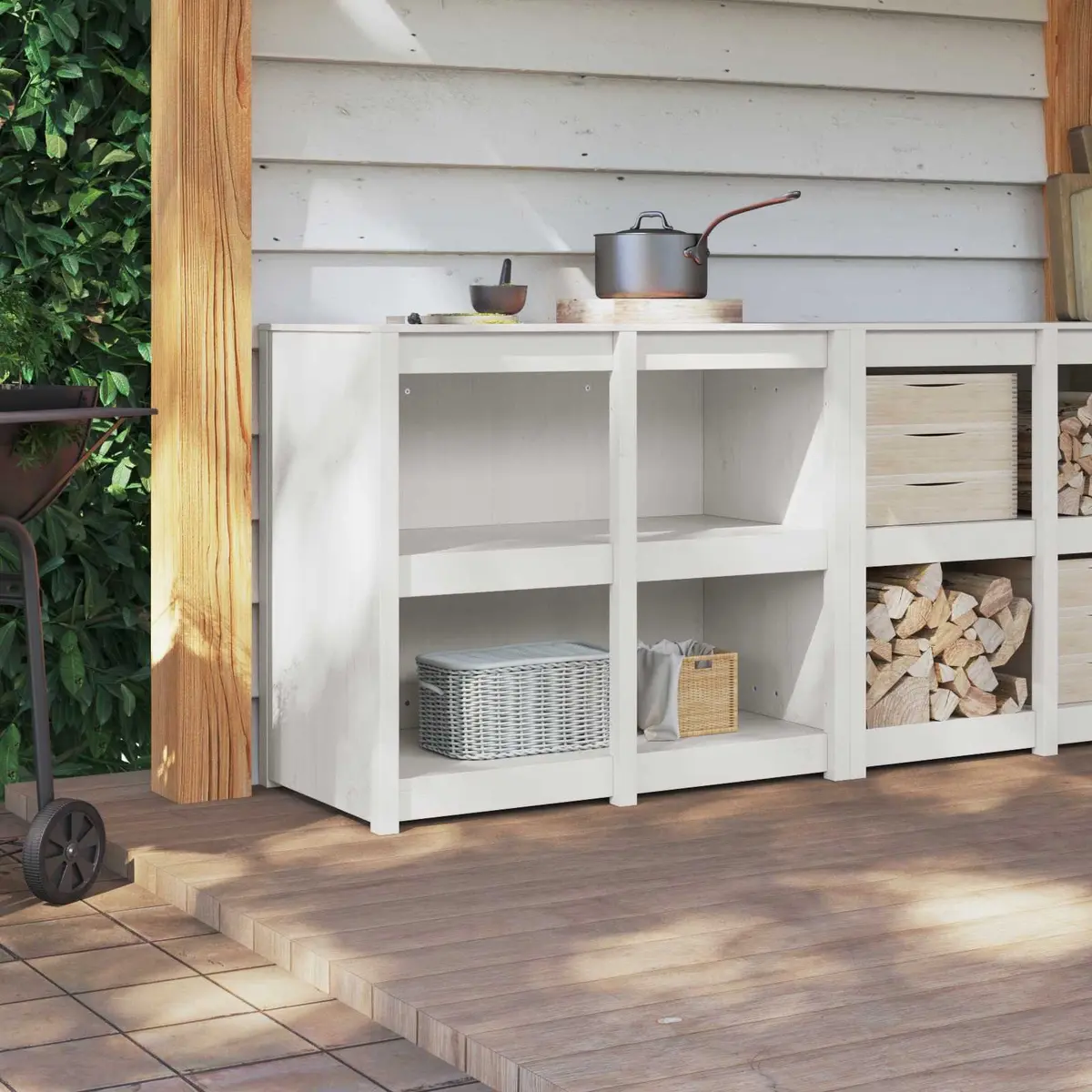 Kitchen Cabinet Solid Pine Wood 106 x 55 x 92 cm Warm White