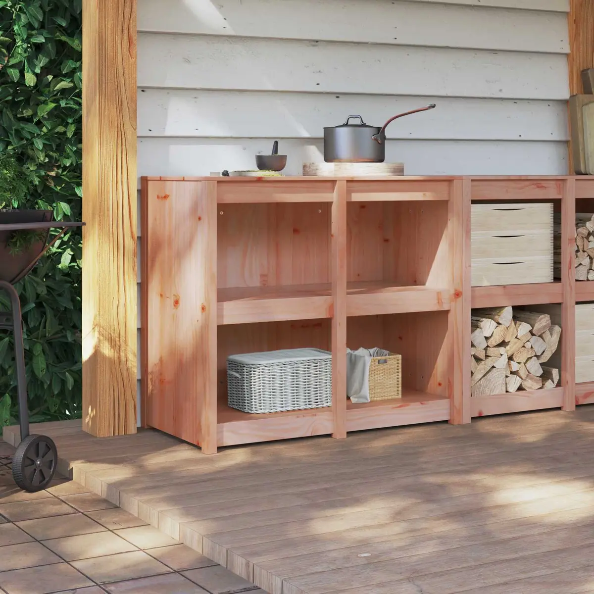 Brown Oak Kitchen Storage Cupboard 106cm Wide
