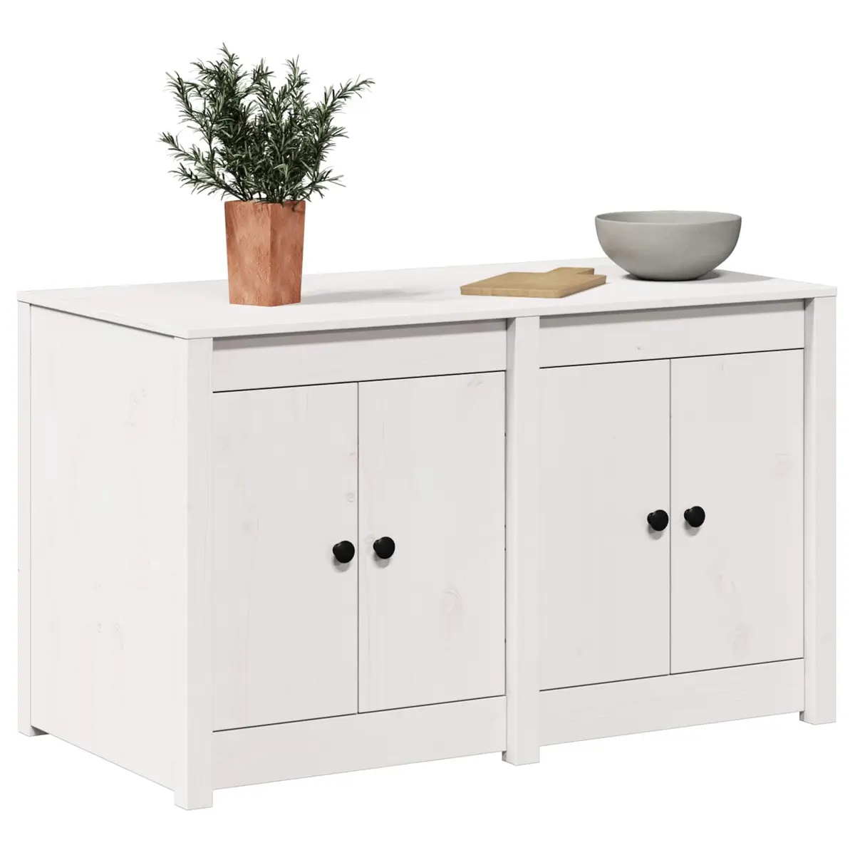 White Solid Pine Kitchen Cabinet for Storage