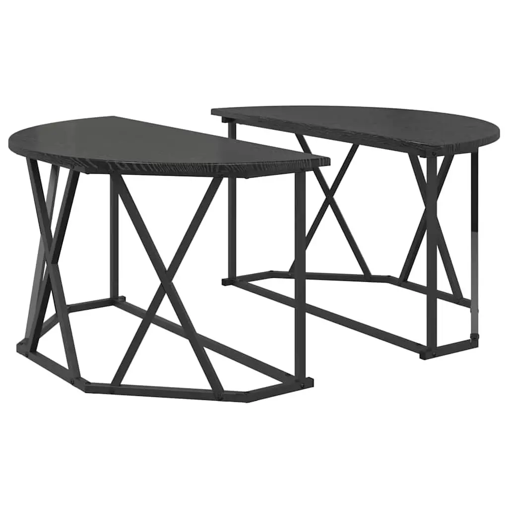 Round Coffee Table Black 80x80x42cm Living Room Accent Furniture Modern Design