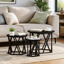 Modern Black Nesting Side Table Set of 3