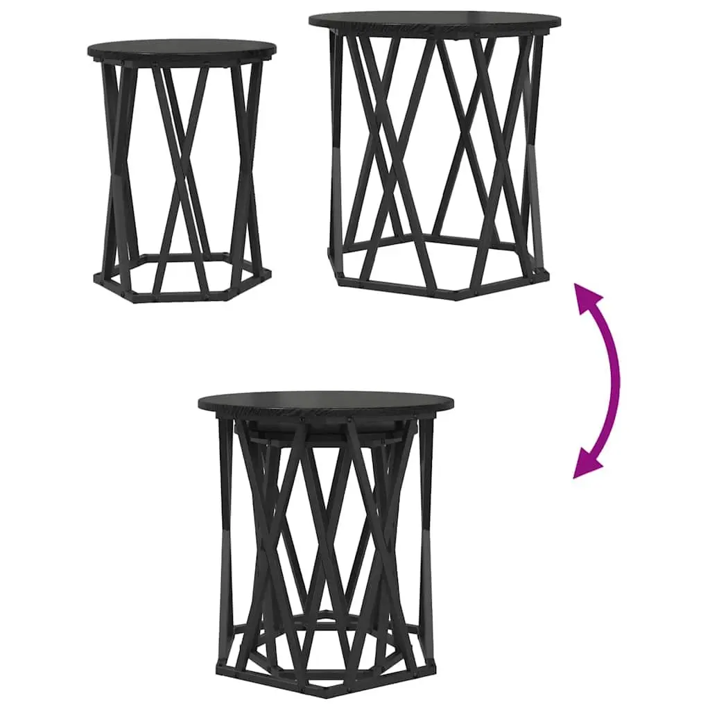 Round Coffee Table Modern Living Room Accent Lounge Furniture Black