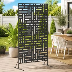 Garden Privacy Screen 100x50x180cm Steel Rectangle Outdoor Fence Panel Barrier