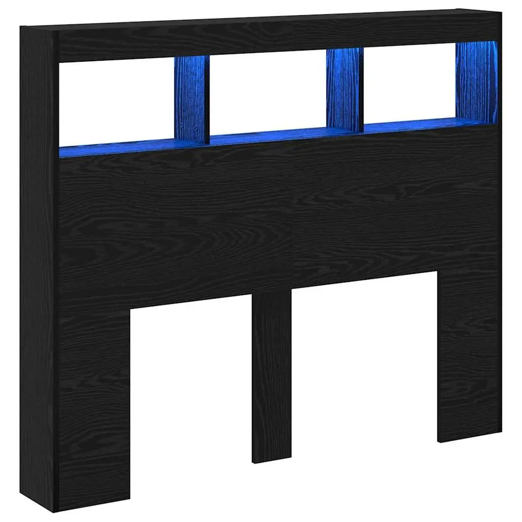 Black Oak Engineered Wood Headboard with LED Light