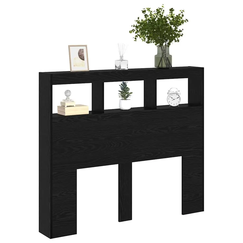 Black Oak Engineered Wood Headboard with LED Light