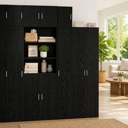 Sleek Black Oak Wall-Mounted Storage Cabinet