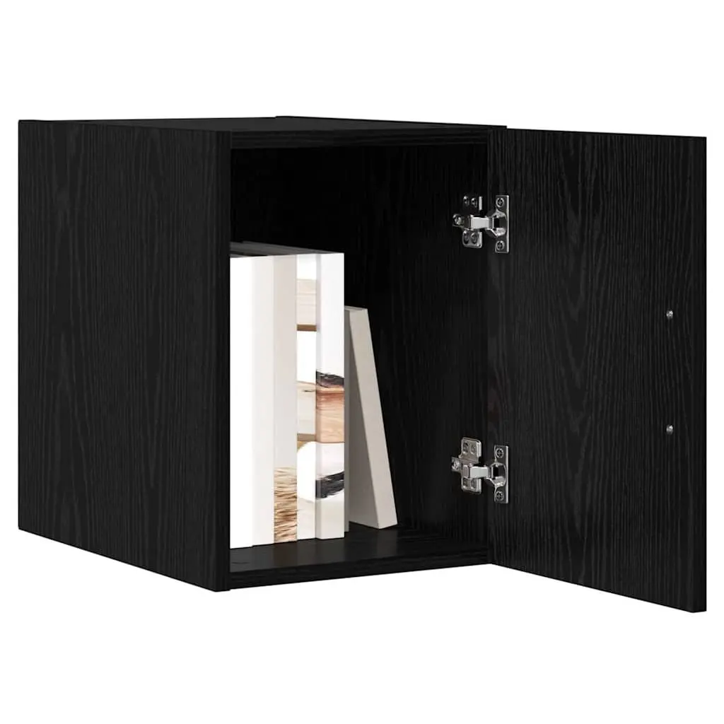 Black Oak Wall-Mounted Storage Cabinet