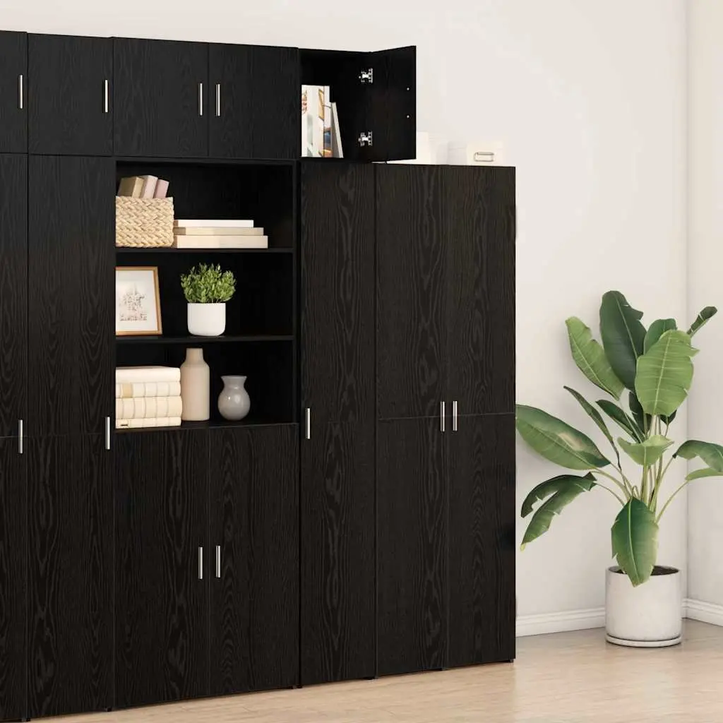 Black Oak Wall-Mounted Storage Cabinet