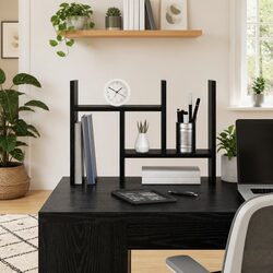 Engineered Wood Desk Organiser in Black Oak 50cm