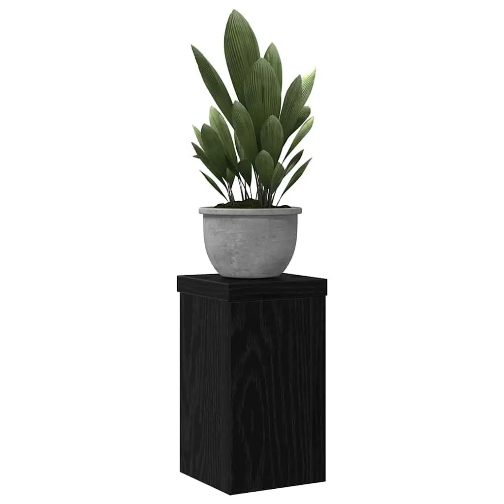 Plant Stand Engineered Wood 10 x 10 x 18 cm Black 2 pcs Indoor Outdoor Garden Display Pot