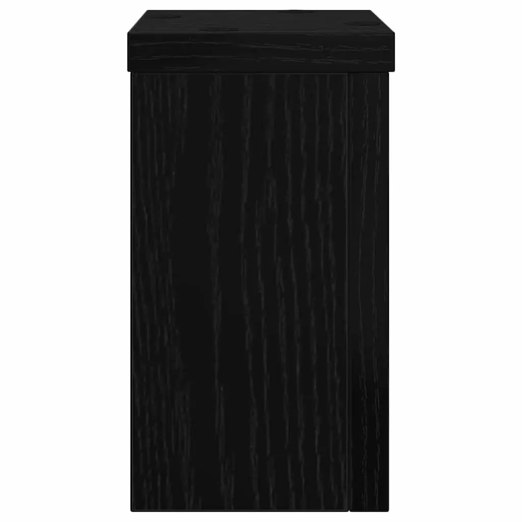 Plant Stand Engineered Wood 10 x 10 x 18 cm Black 2 pcs Indoor Outdoor Garden Display Pot