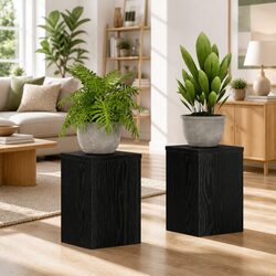Durable Black Engineered Wood Plant Stand Set - 2 Pieces