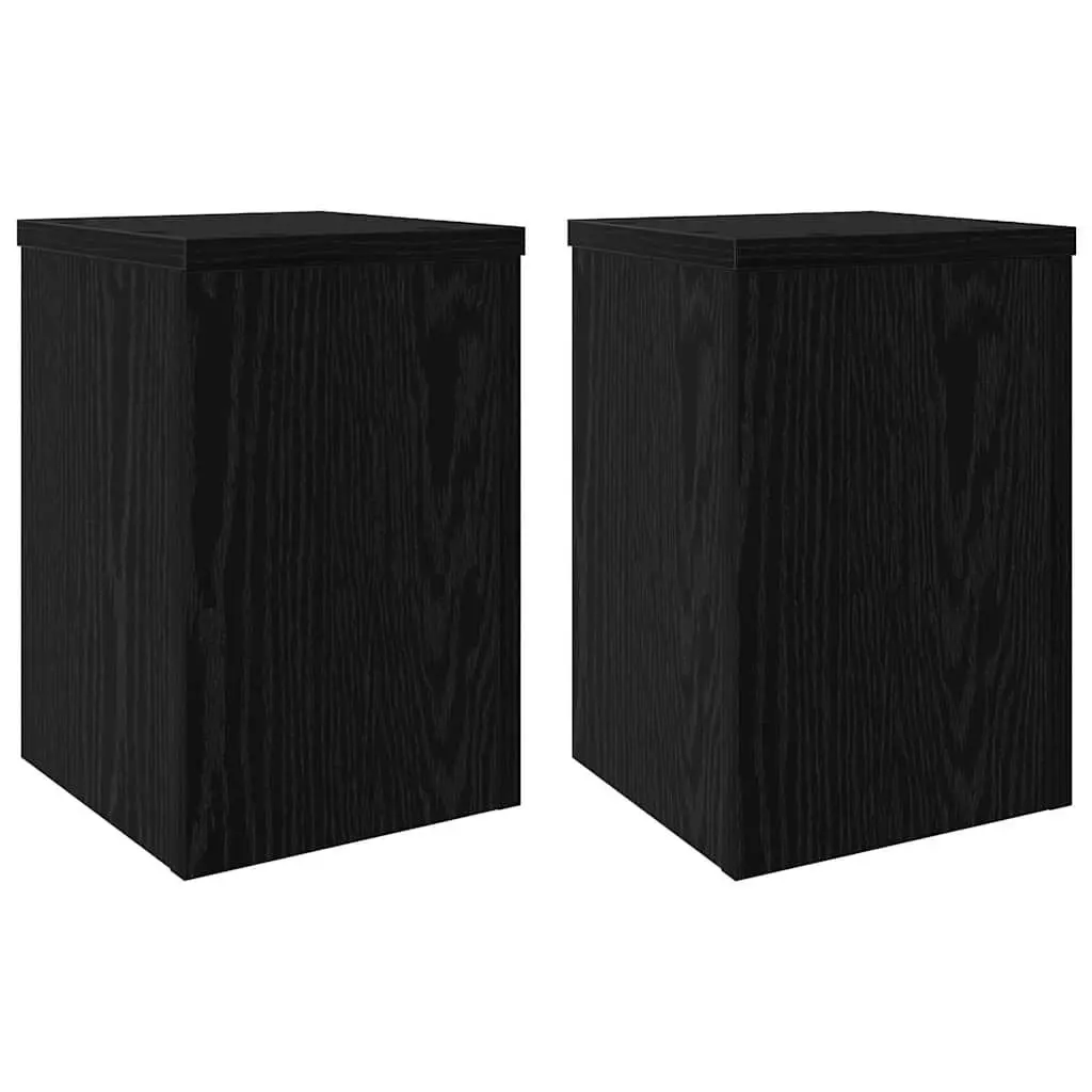 Plant Stand 2 pcs Black Engineered Wood Indoor Outdoor Garden Display 20x20x30cm