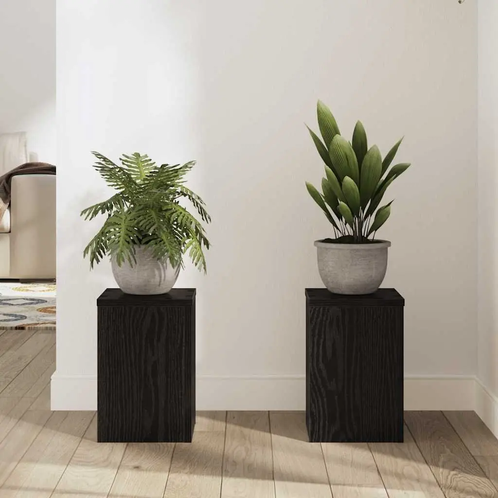 Plant Stand 2 pcs Black Engineered Wood Indoor Outdoor Garden Display 20x20x30cm