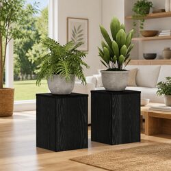 Stylish Black Oak Plant Stands – 2 pcs 25 x 25 x 35 cm