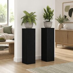 Modern Black Plant Stand Set of 2 for Indoor Outdoor