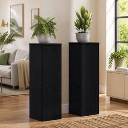 Durable Black Oak Plant Stand Set, 25 x 25 x 80 cm