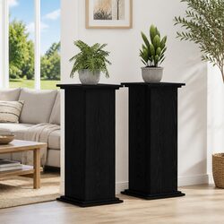 Durable Black Oak Plant Stand 33x33x80cm for Display