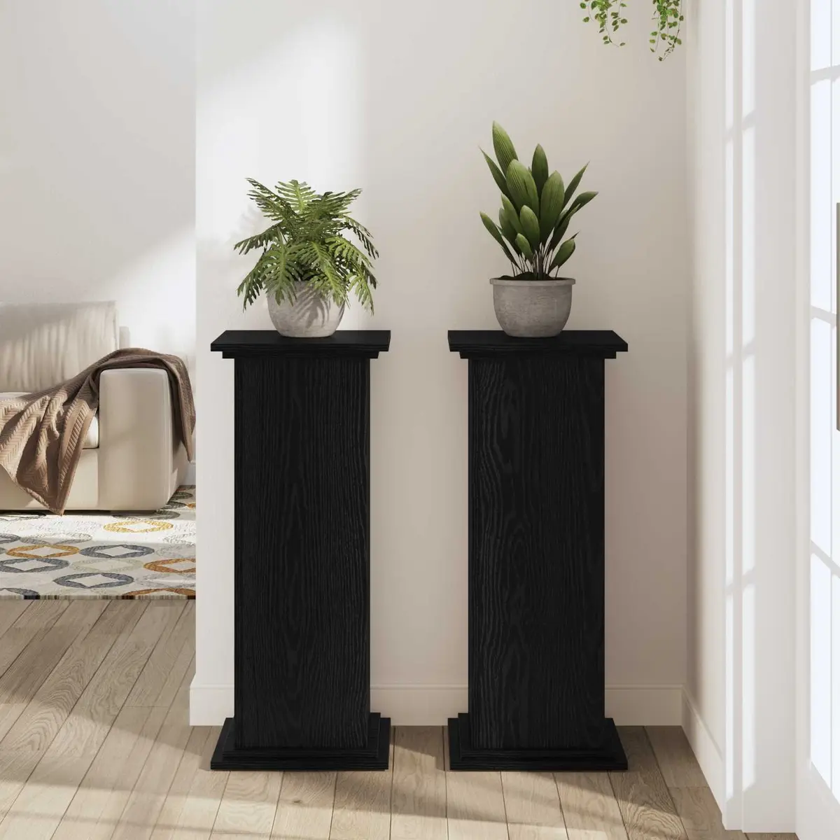 Plant Stand Engineered Wood 33x33x80cm Black Oak
