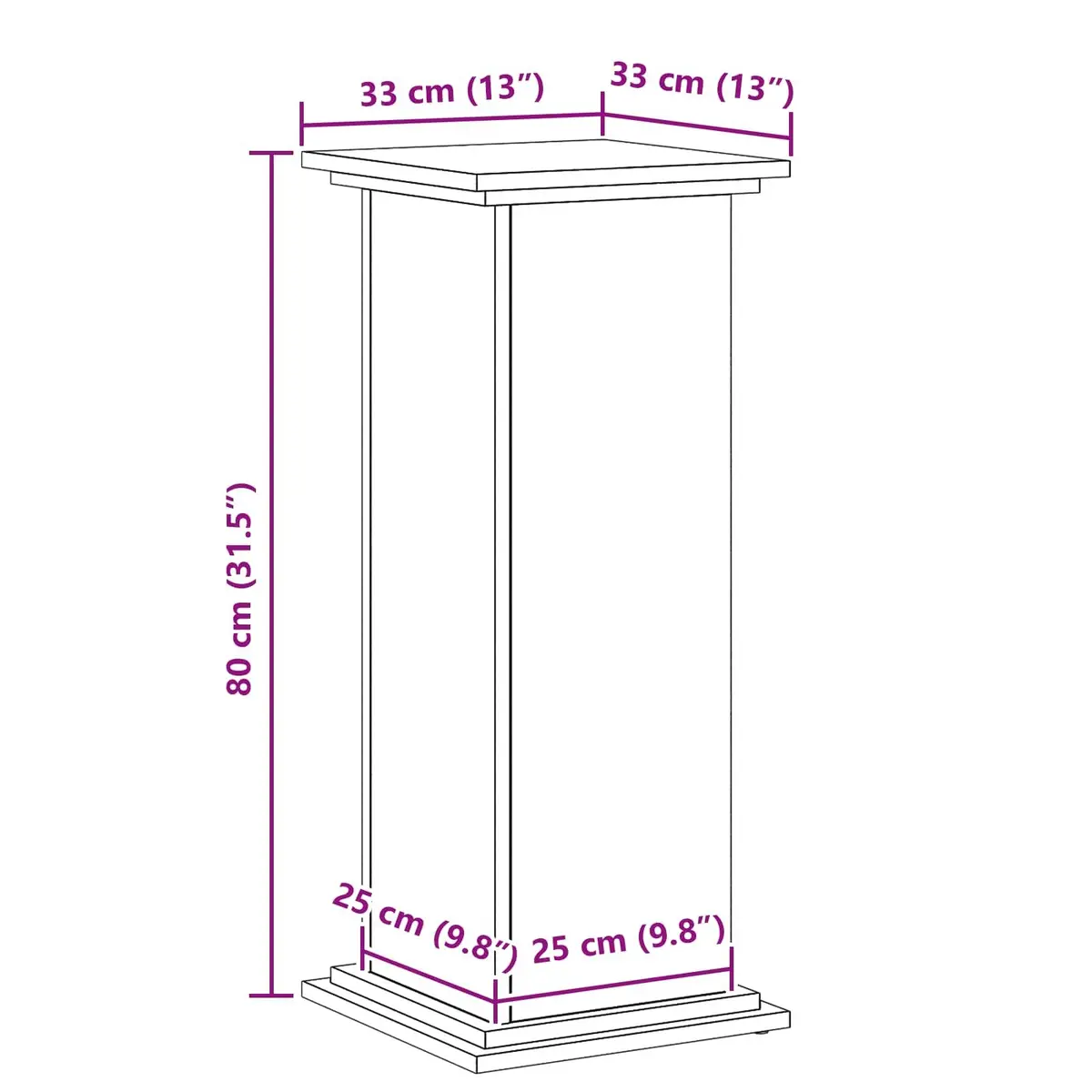 Plant Stand Engineered Wood 33x33x80cm Black Oak