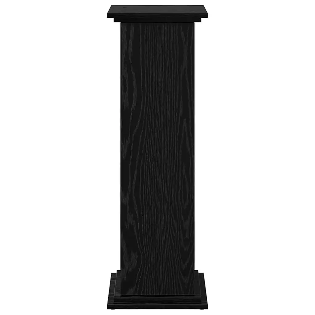 Black Oak Plant Display Stand with Storage Compartment
