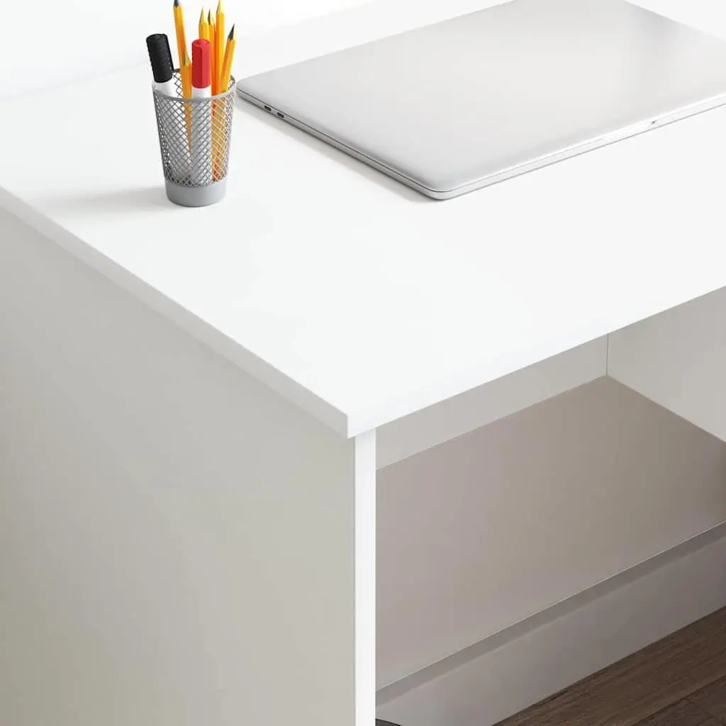 White Writing Desk with Drawer Engineered Wood Office Study Furniture Storage