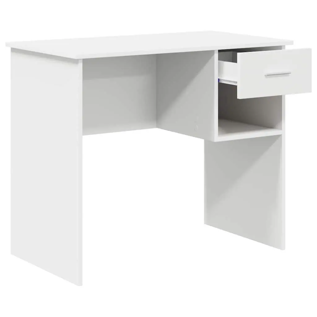 White Writing Desk with Drawer Engineered Wood Office Study Furniture Storage