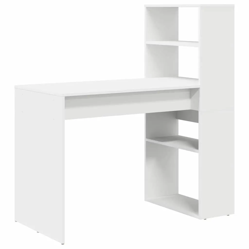White Modern Study Desk with Shelves 113x54x120cm