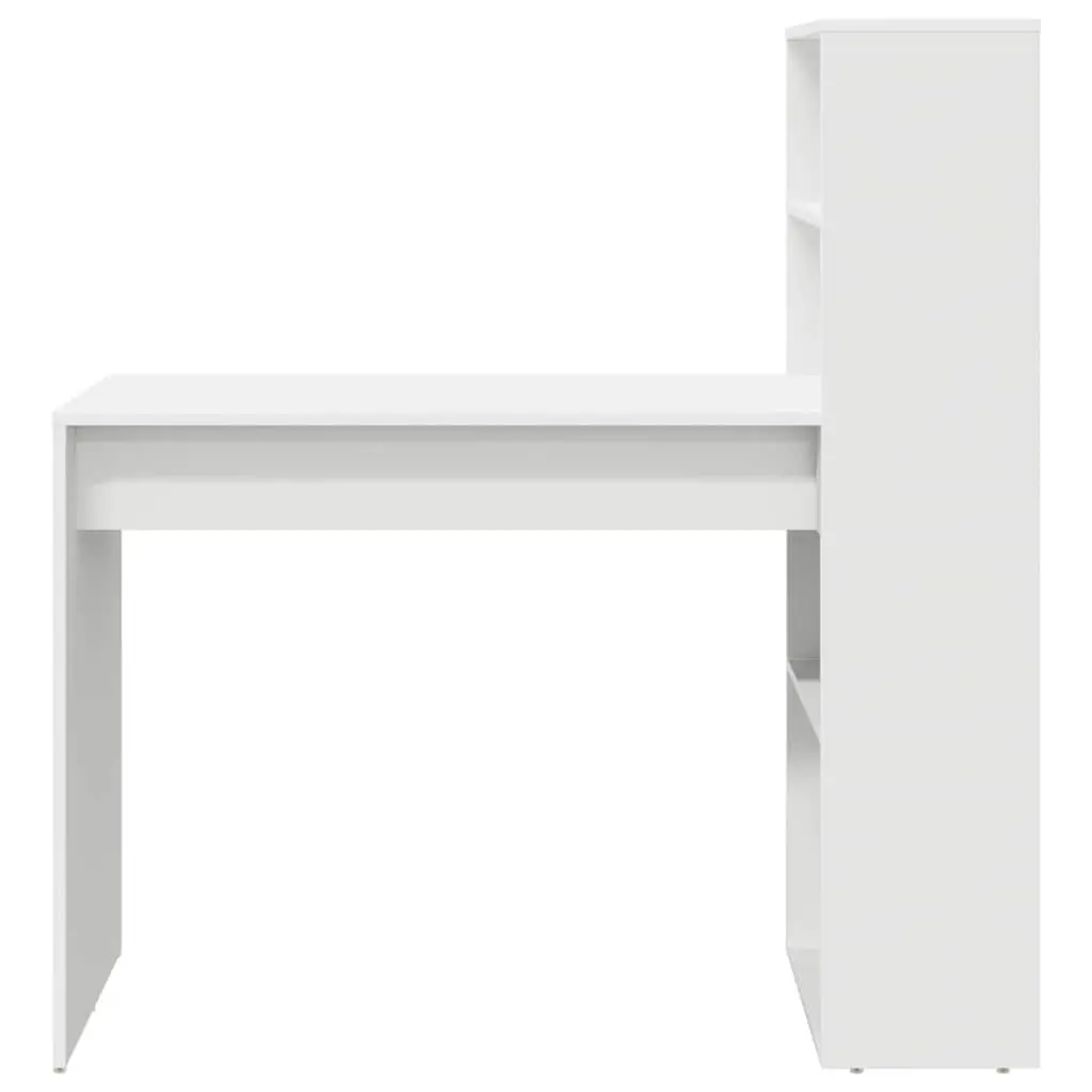 White Modern Study Desk with Shelves 113x54x120cm