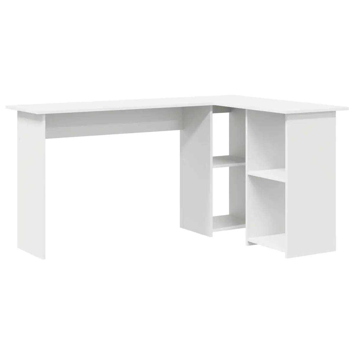 White Corner Desk with Shelving for Home Office