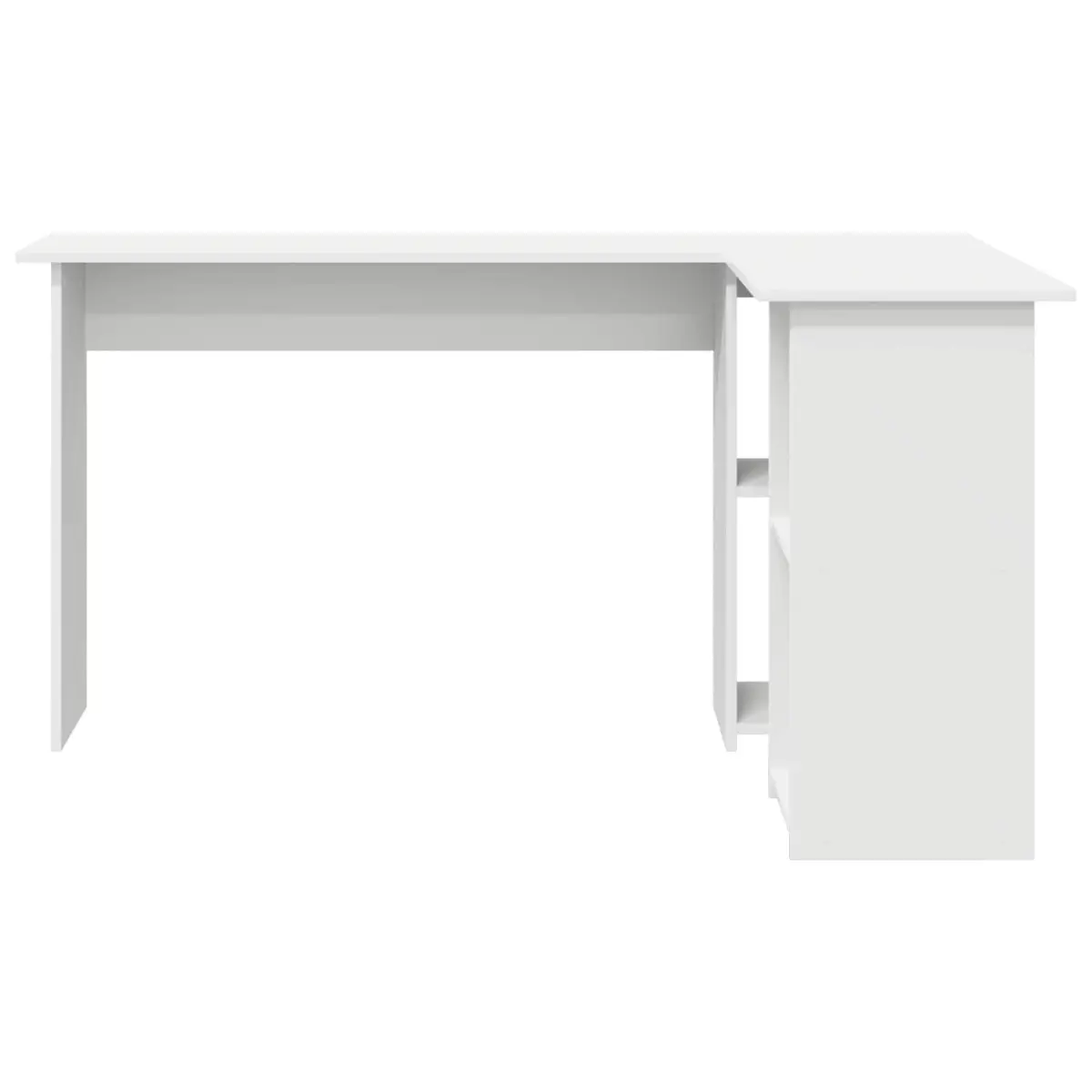 White Corner Desk with Shelving for Home Office