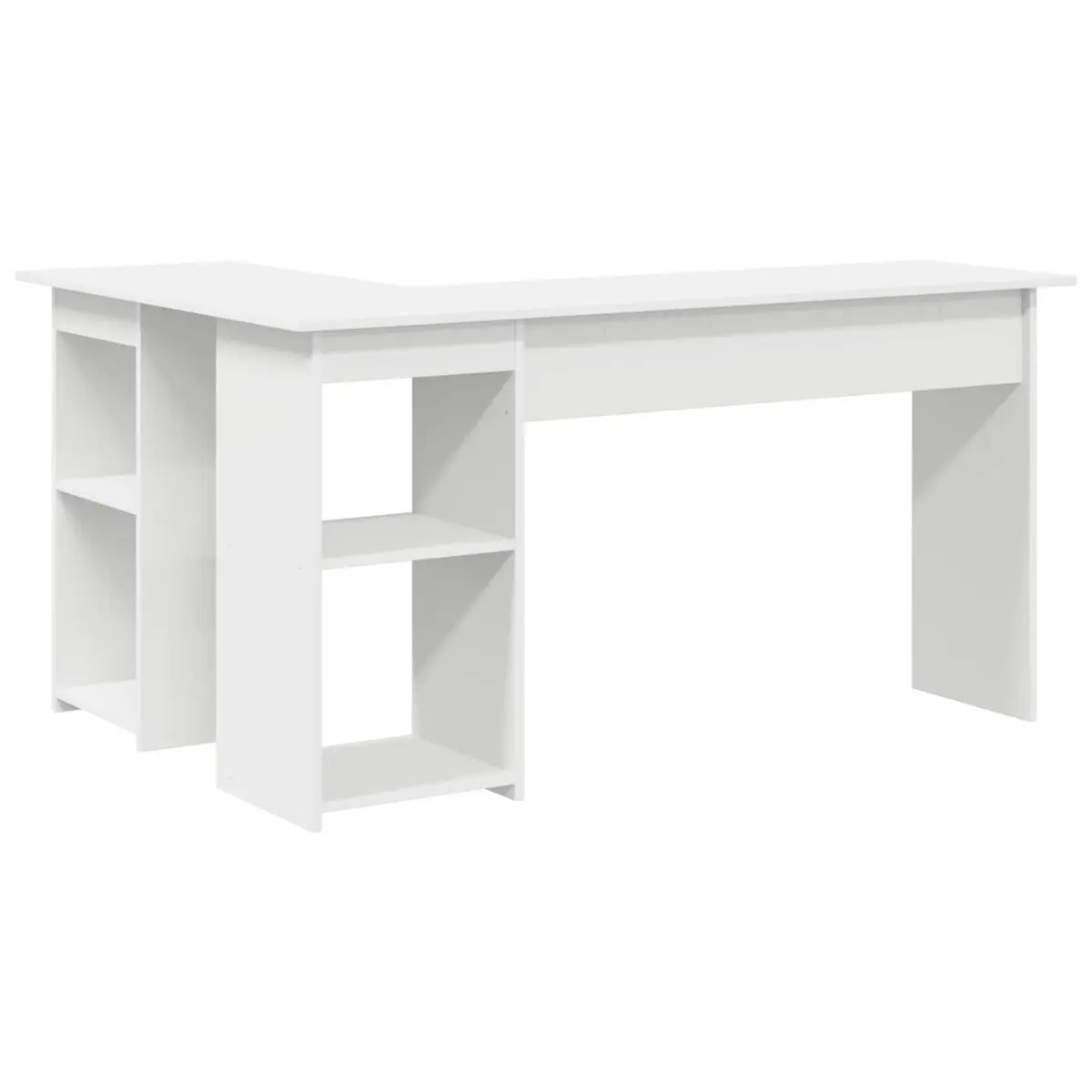 White Corner Desk with Shelving for Home Office
