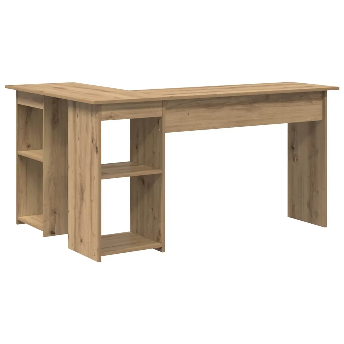 Corner Desk Engineered Wood Modern Office Workspace Brown 142 x 102 x 73 cm