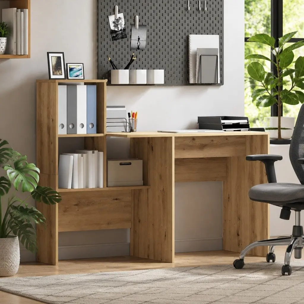 Brown Engineered Wood Desk for Home Office