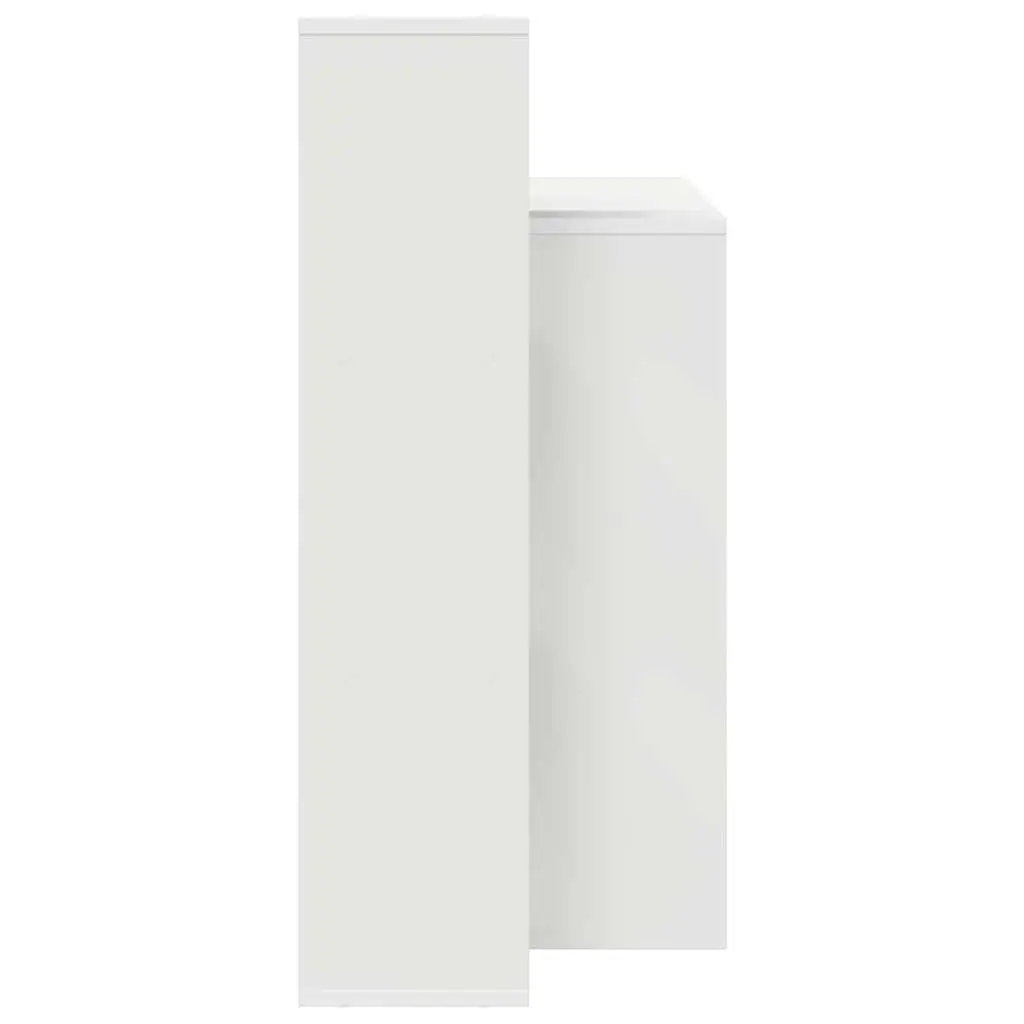 White Desk with Integrated Shelf for Office Use