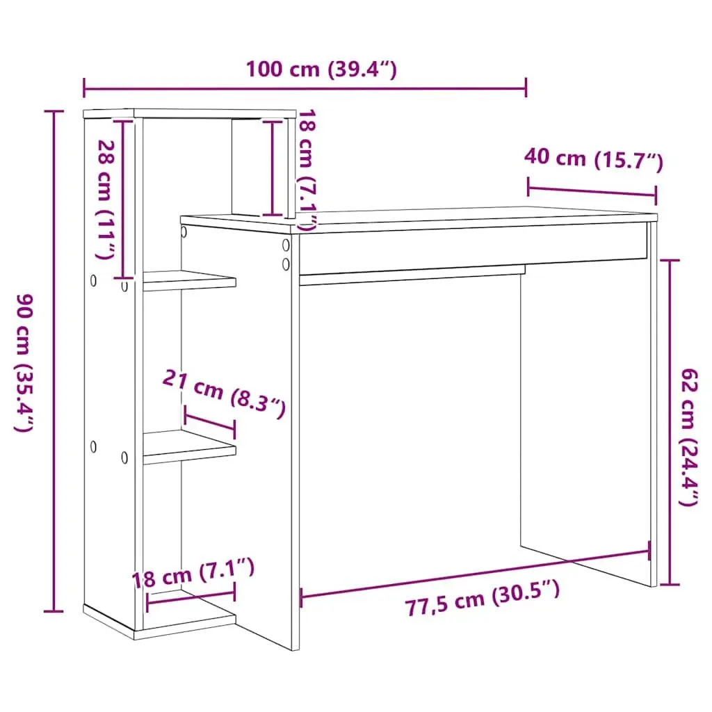 White Desk with Integrated Shelf for Office Use