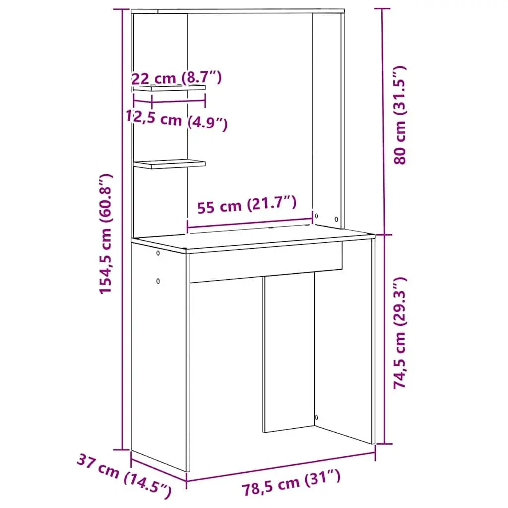 White Writing Desk with Integrated Storage Shelves