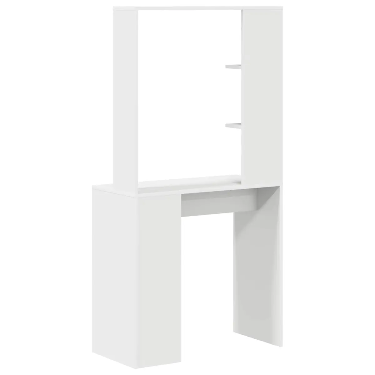 White Writing Desk with Integrated Storage Shelves