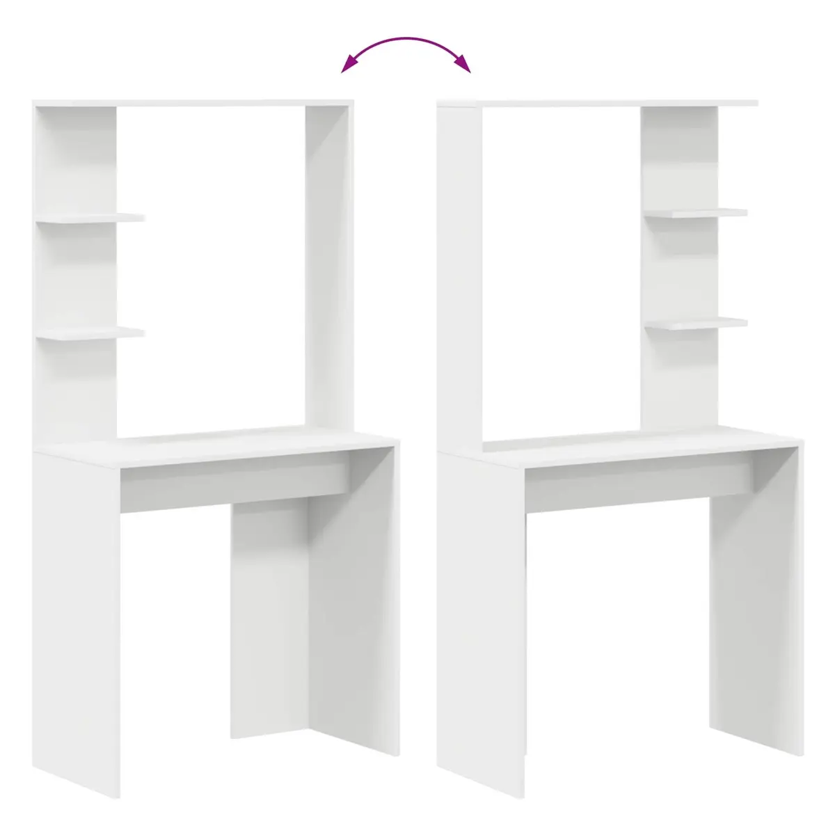 White Writing Desk with Integrated Storage Shelves