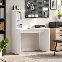 High-Quality White Computer Desk with Shelves for Storage
