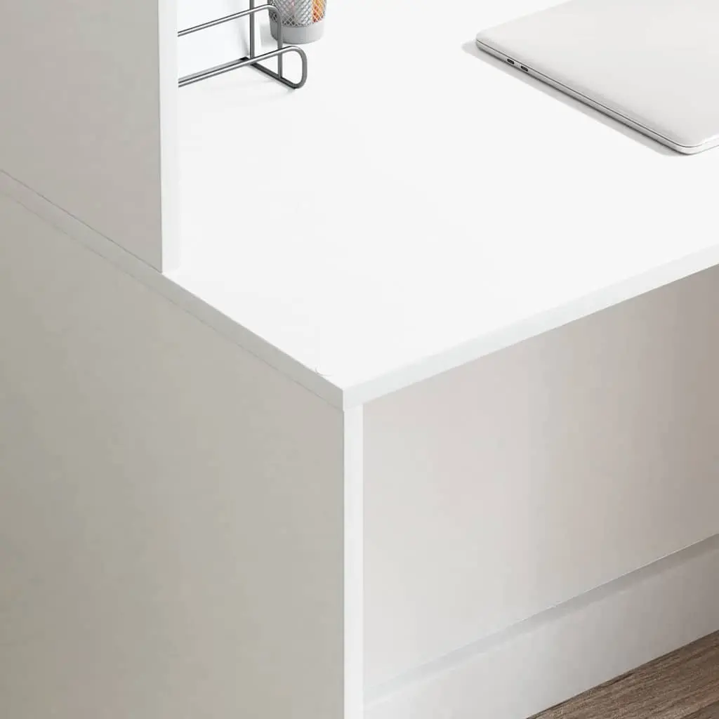 White Computer Desk with Shelves for Storage