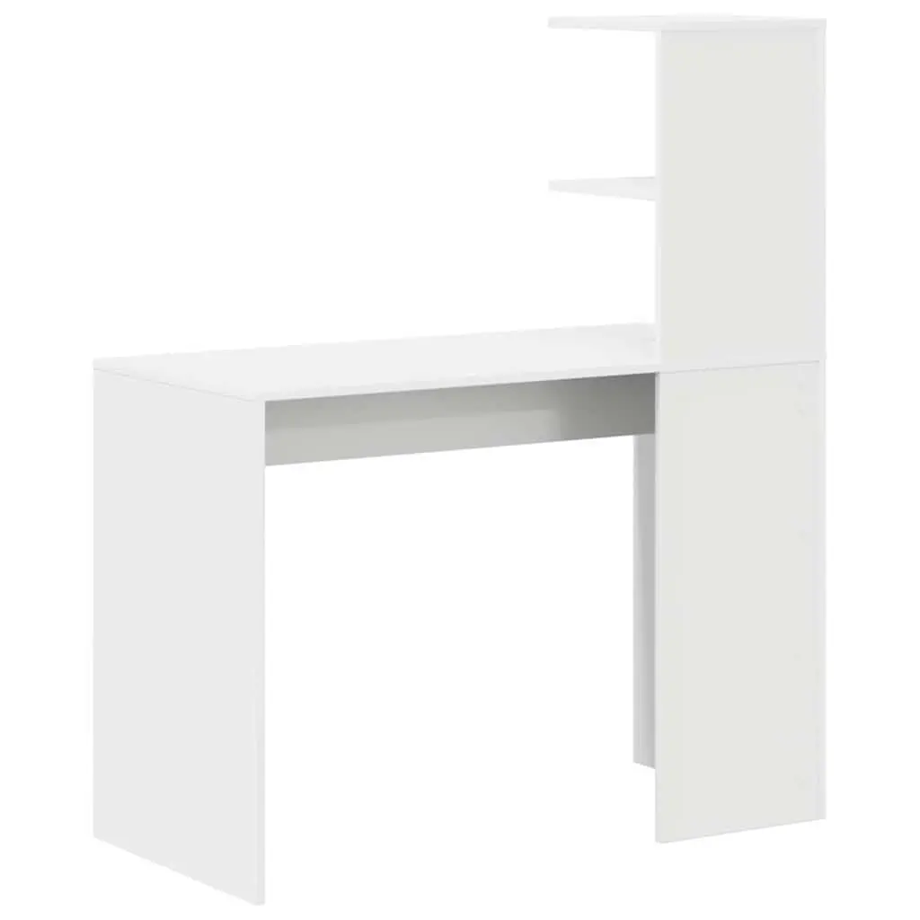 White Computer Desk with Shelves for Storage