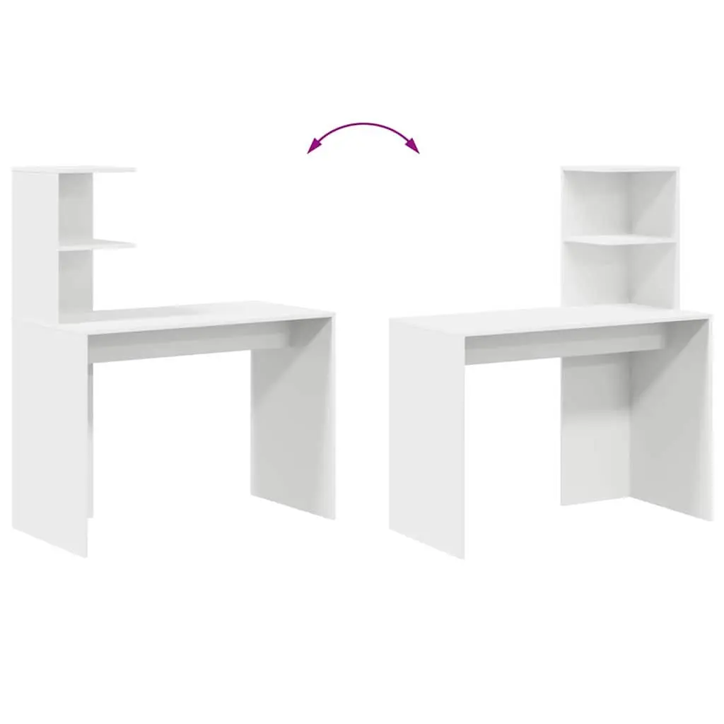 White Computer Desk with Shelves for Storage